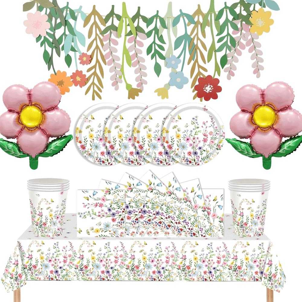 Confetti Balloon Set - Wildflower Party Tableware Flower Paper Plates