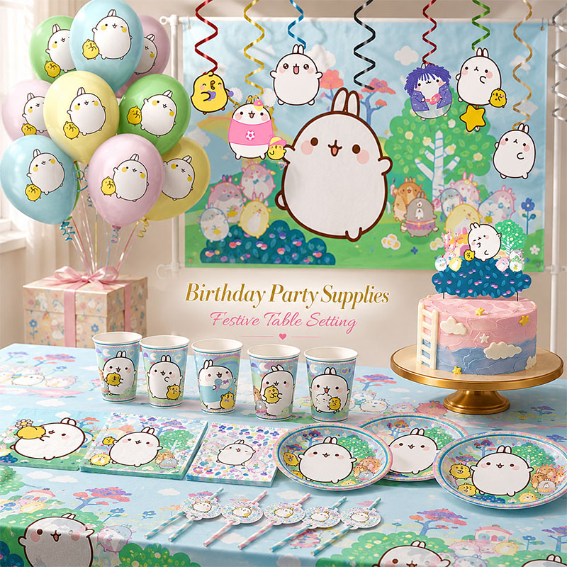 Confetti Balloon Set - Molang Cartoon Themed Party Supplies Disposable